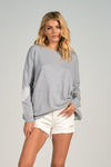 Elan Crew neck sweater w/  heart patch sleeve